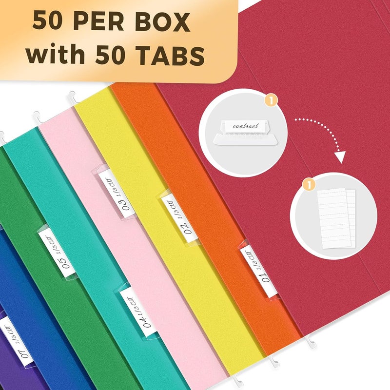 SUNEE Hanging File Folders, 50 Pack Letter Size Hanging File Folders with 1/5-cut Tabs, Stay Organized for Your Home and Office Bulk File, Documents and Paper,10 Assorted Colors - Image 3